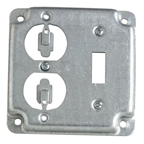 metal box to cover ends of electrical wires|4x4 single outlet cover plate.